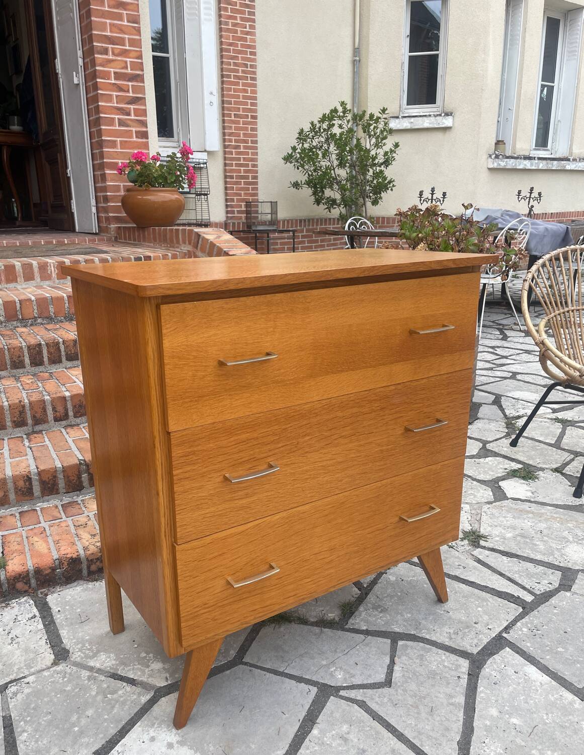Vintage chest of drawers with compass feet
