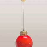 Hanging globe in red opaline glass, 1970s