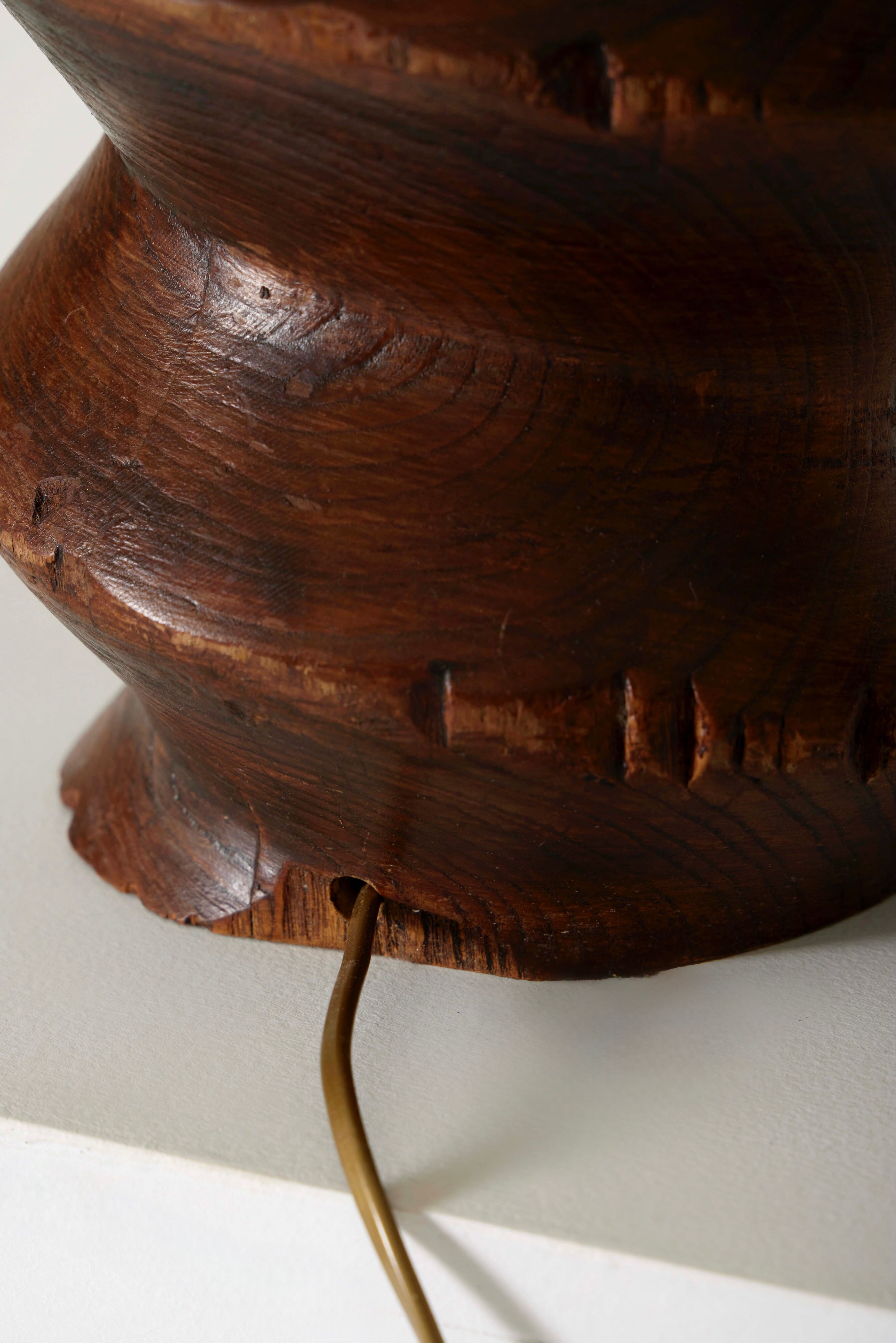 Pair of Brutalist Solid Wood Lamps