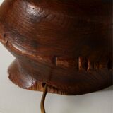 Pair of Brutalist Solid Wood Lamps