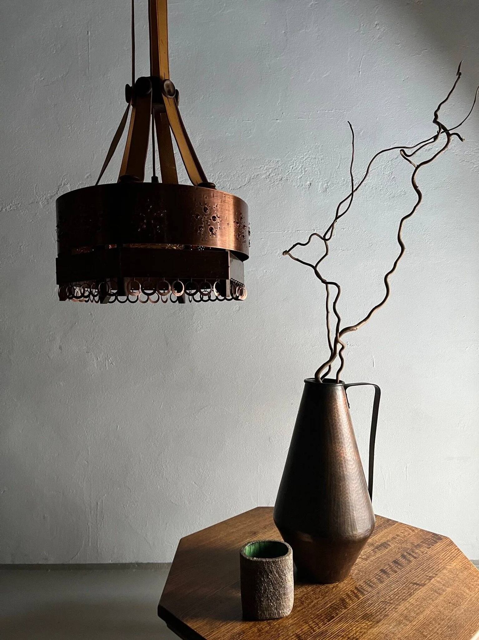 Arts and crafts metal ceiling lamp | Sweden | 1920s