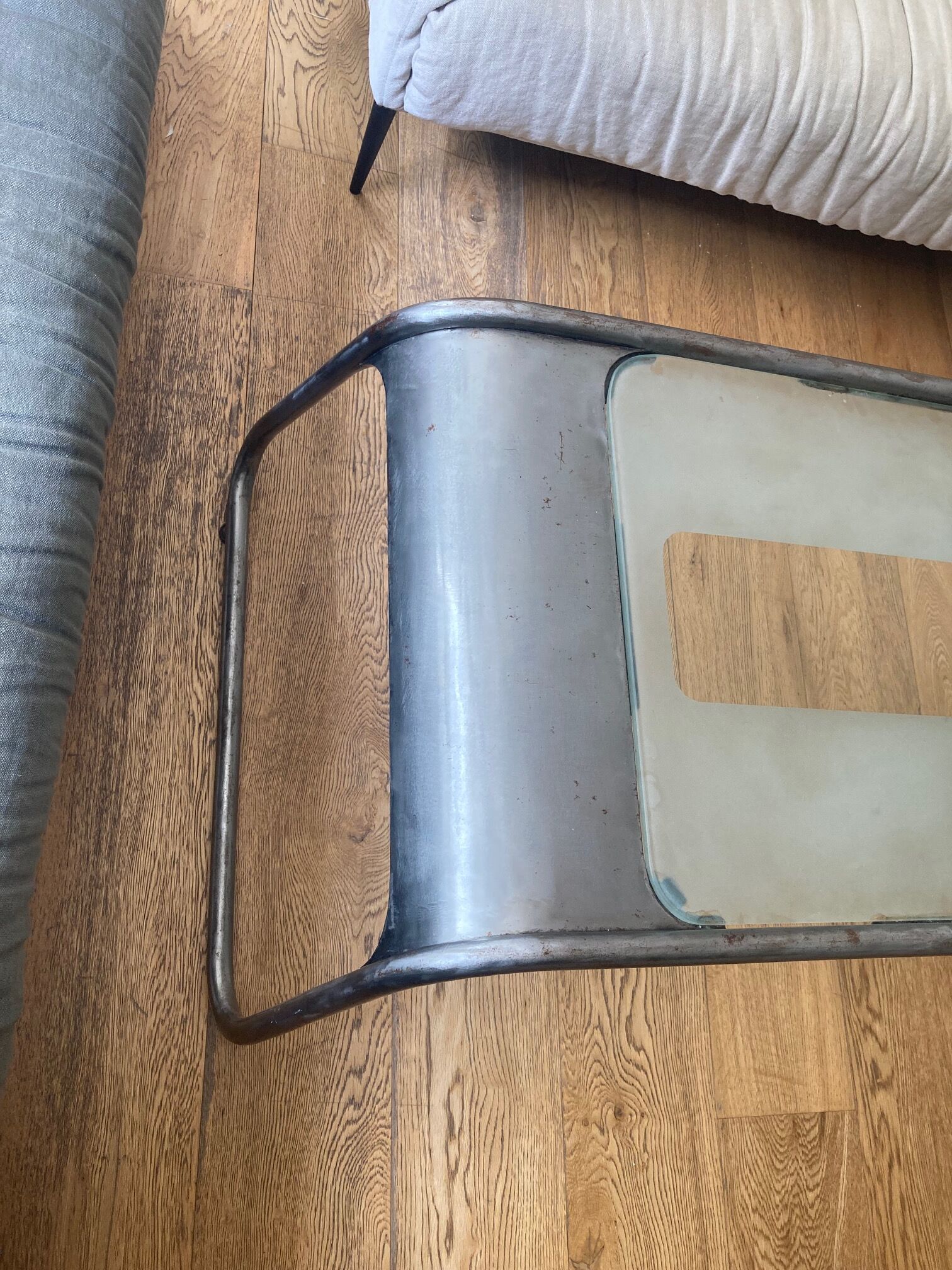 Metal and glass coffee table