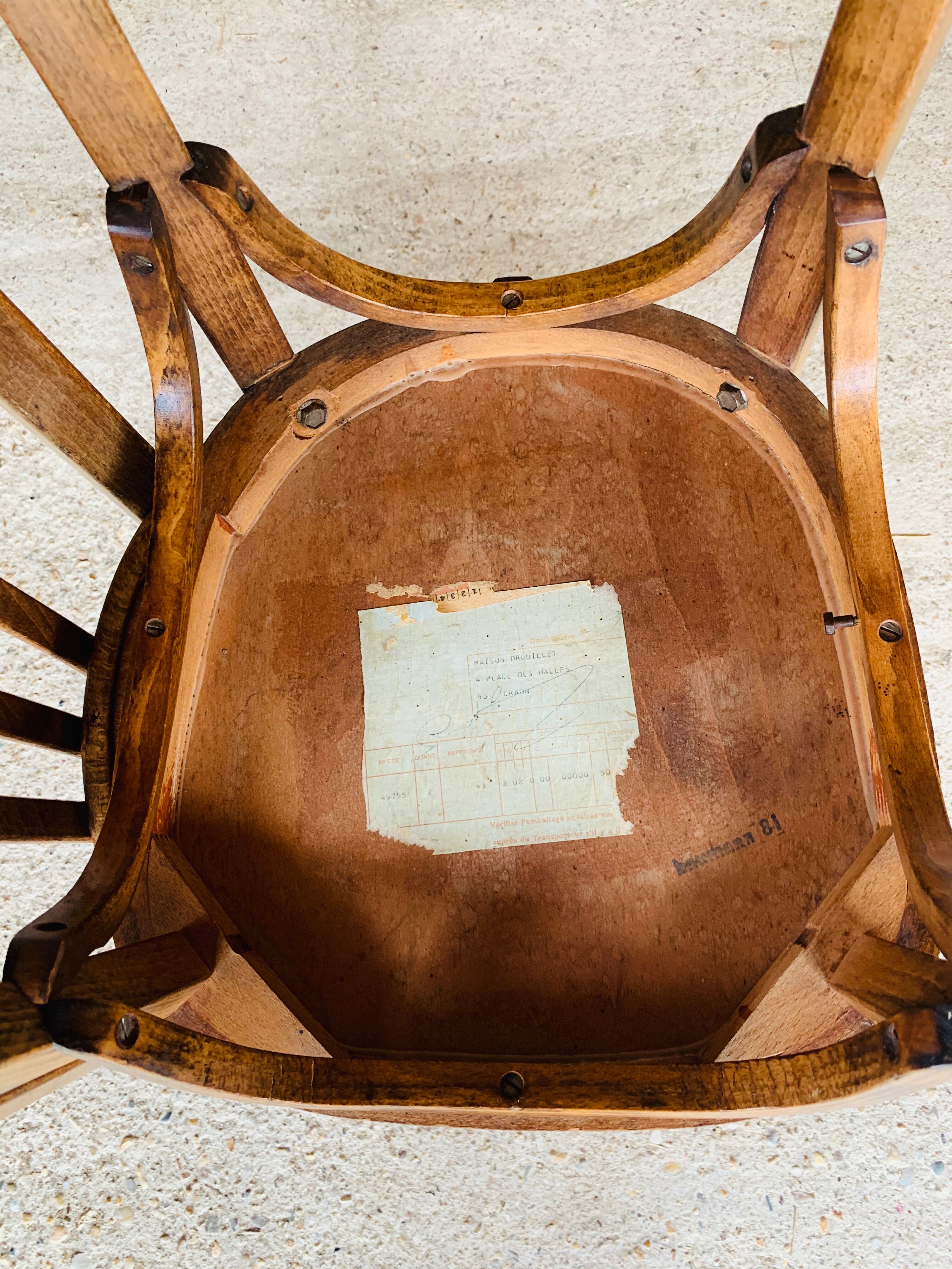 Pair of bistro chairs #43 by Baumann, circa 40/50