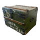 Coffre de voyage industriel vintage en bois vert