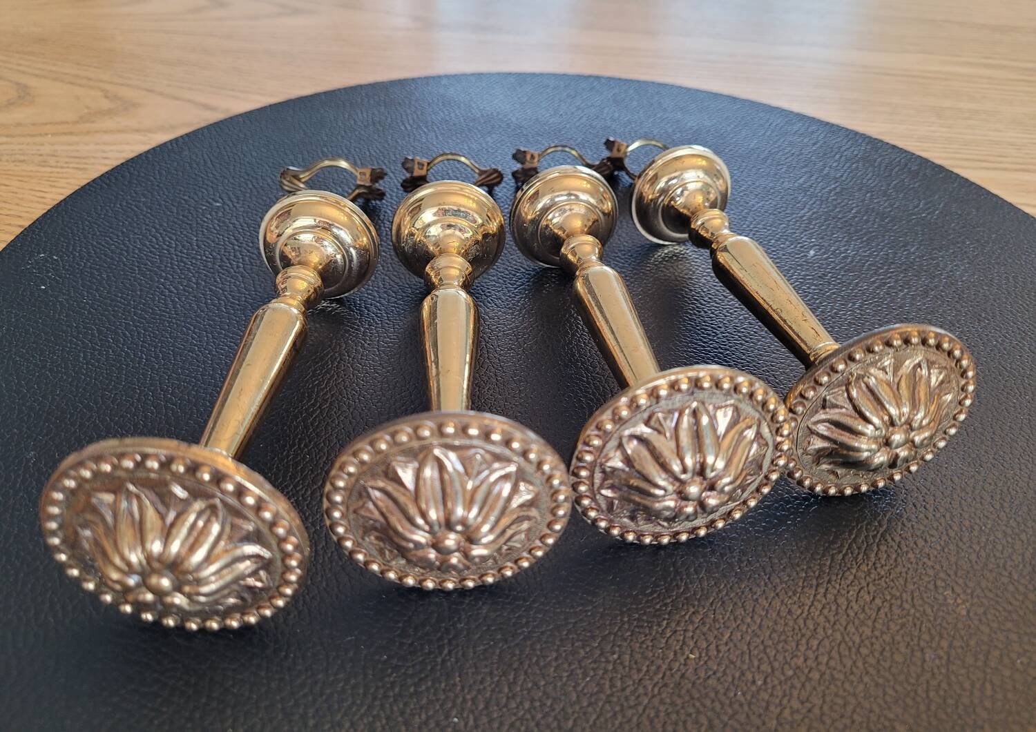 Antique brass curtain tiebacks - Set of 4