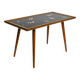 Beautiful long Mid Century walnut wood coffee table with a mosaic surface