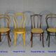 4 mismatched bistro chairs in wood and cane, Thonet, Horgen circa 1910