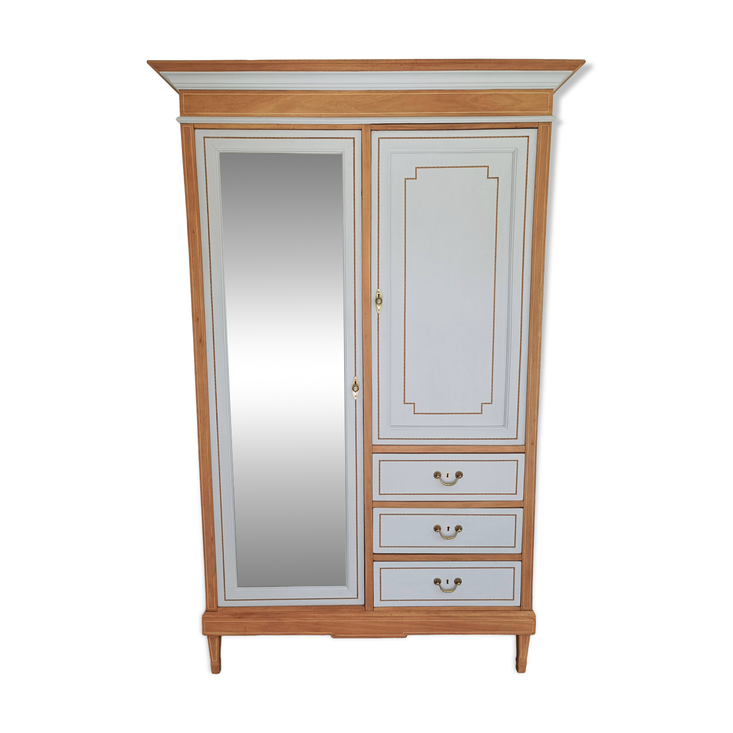 Family wardrobe, marquetry net, early 20th century.