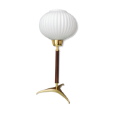 Mid Century tripod table lamp with pleated glass shade
