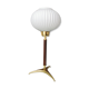 Mid Century tripod table lamp with pleated glass shade