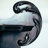 Arts crafts parlour glass display cabinet black ebonised chippendale england