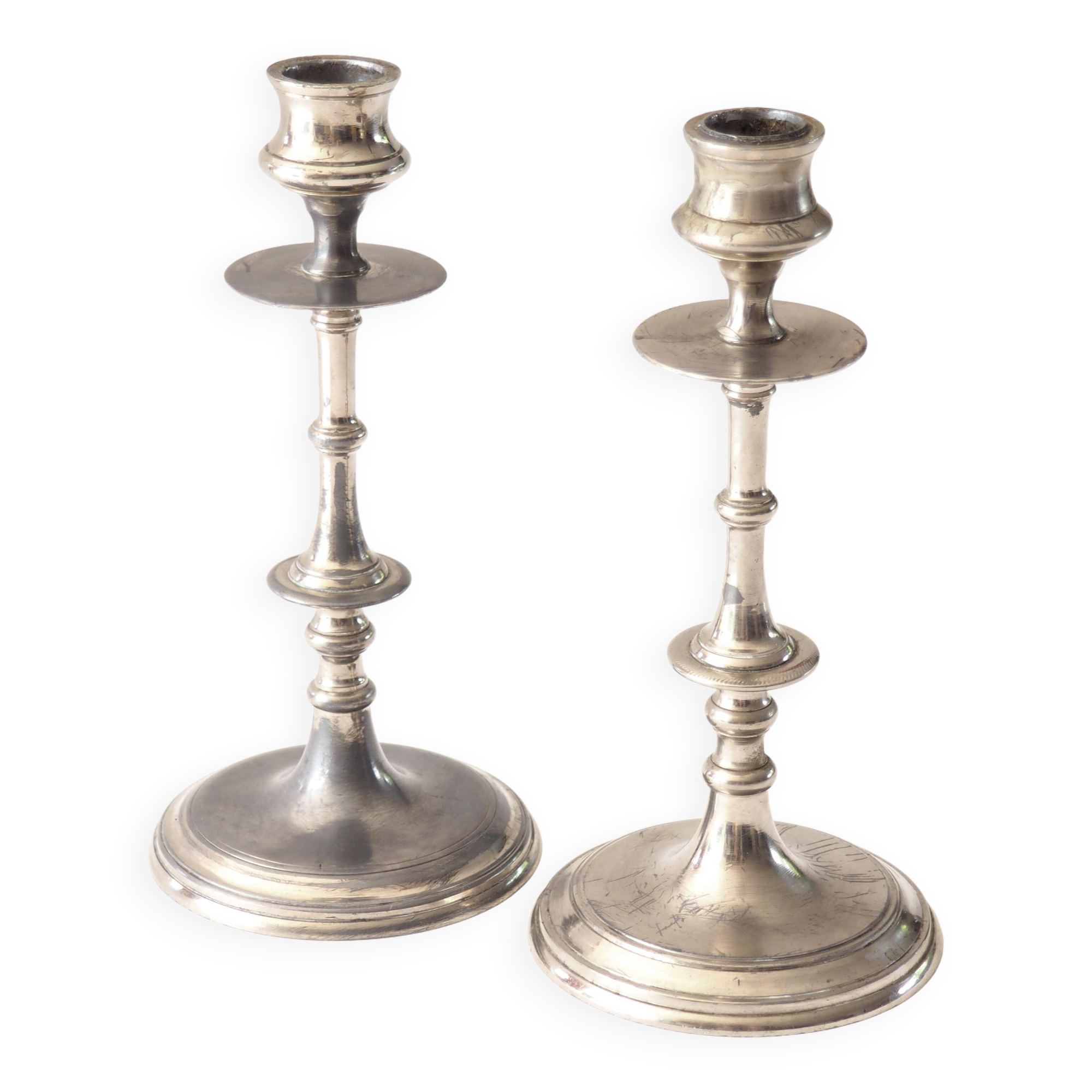 Pair of metal candlesticks