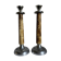 A Pair Of Vintage Mid Century Modern Metal With Faux Bone Candle Holde