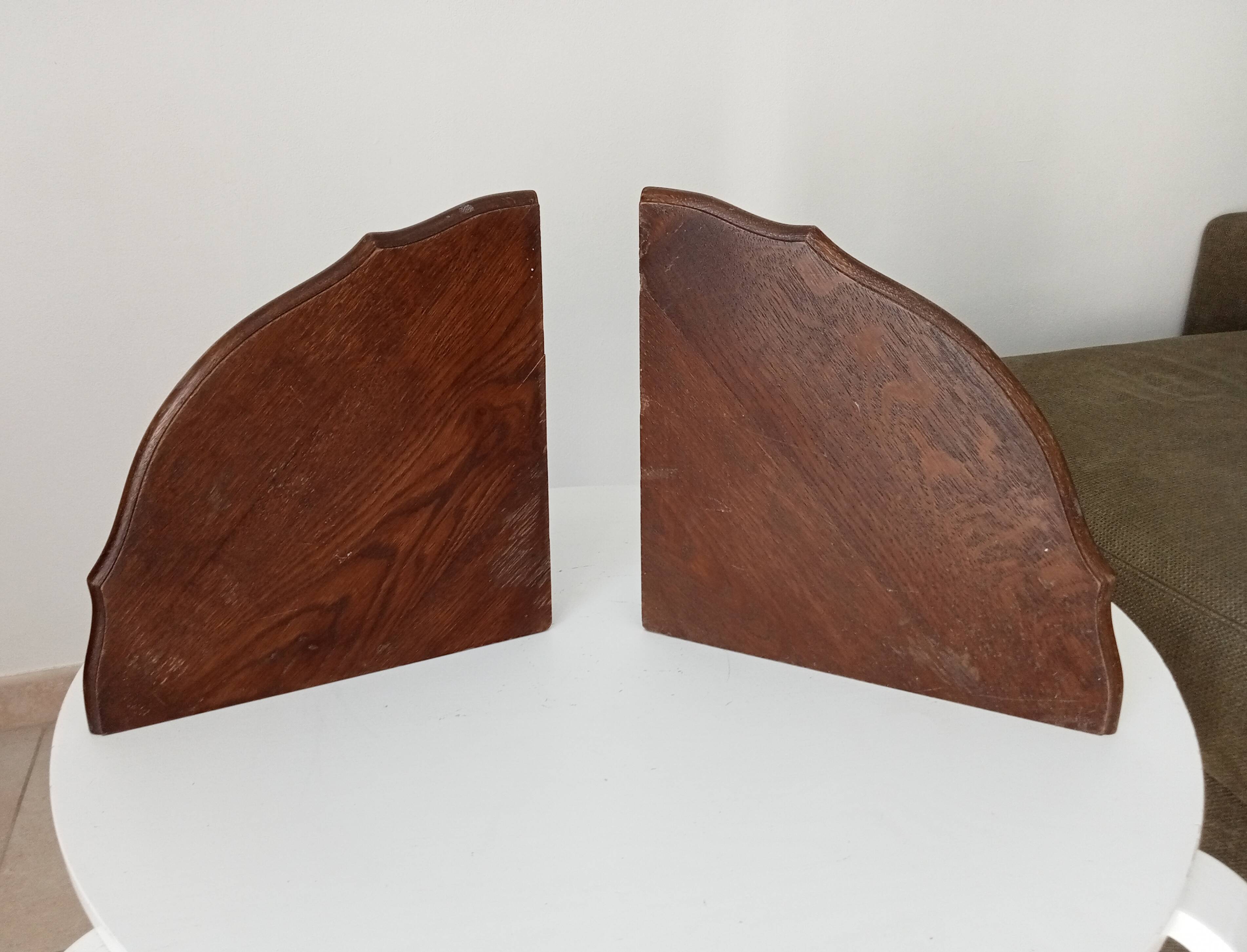 Pair of antique solid oak shelves