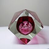 Faceted submerged vase Murano pink glass and crystal from the 1950s-60s.