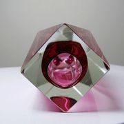 Faceted submerged vase Murano pink glass and crystal from the 1950s-60s.