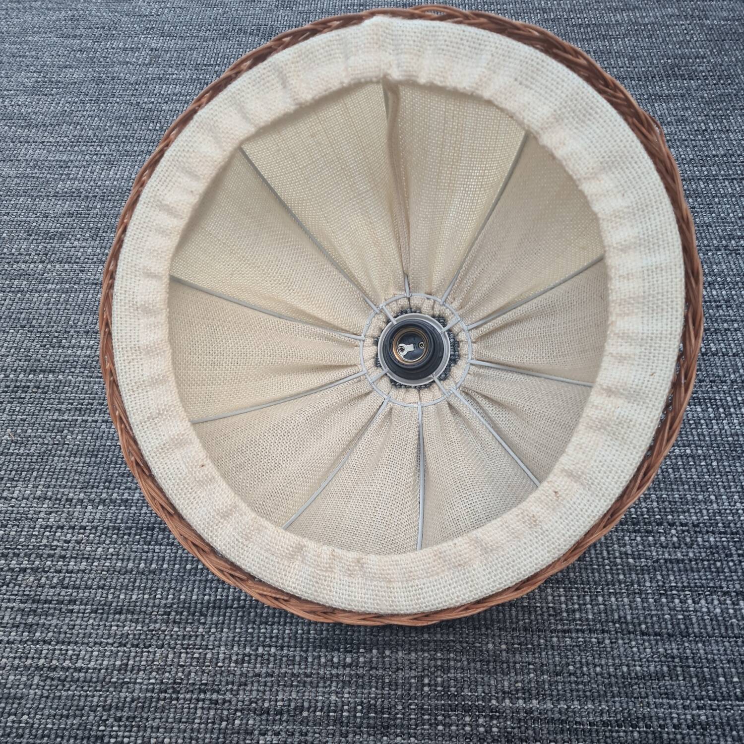 Fabric and rattan pendant light