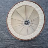 Fabric and rattan pendant light