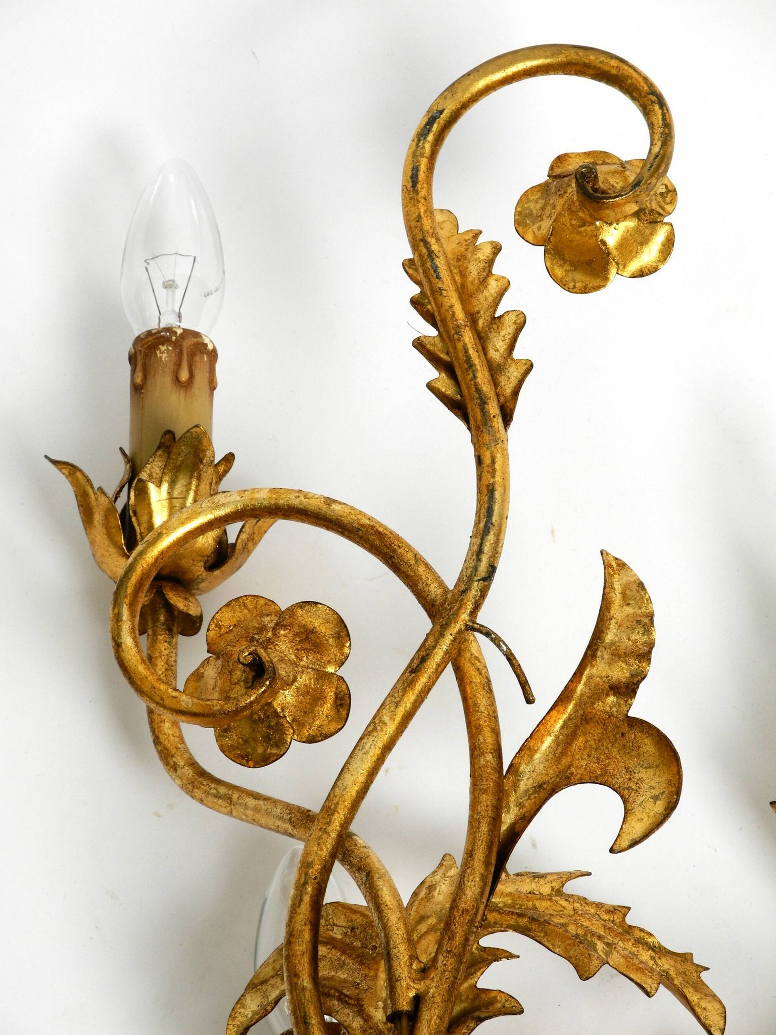 XL 1960s Italian gold-plated wall lamp with four sockets | heigh 80ccm