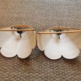 Pair of vintage "tulip" wall lights in rattan and canework