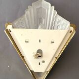 Art deco wall light pressed glass / brass