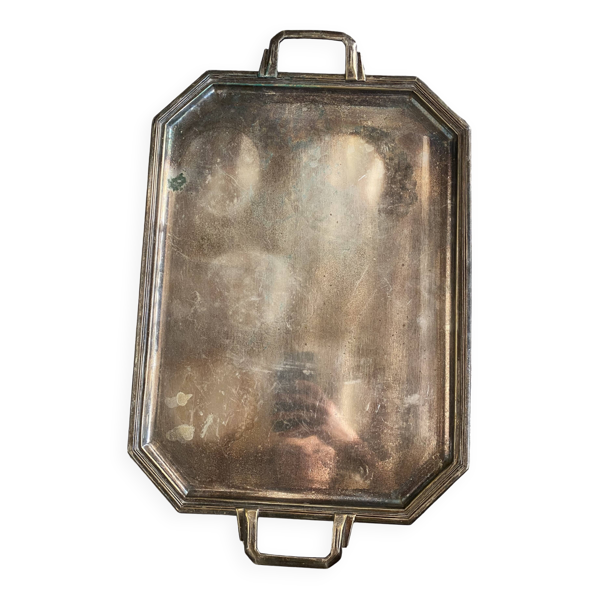 silver metal serving tray