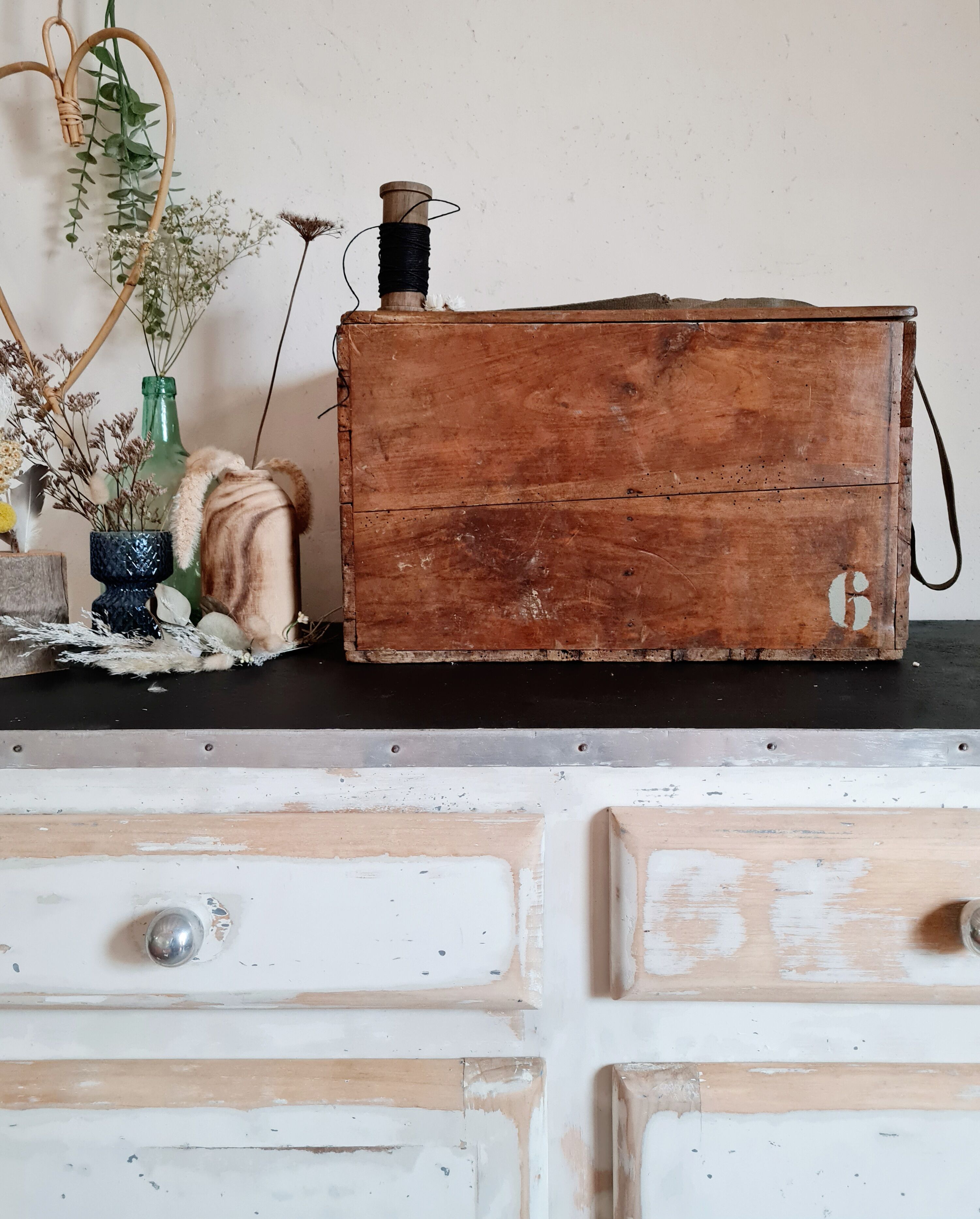 Compartmentalized old wooden chest