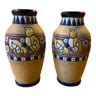 Set of 2 vase art-deco amphora czechoslovakia