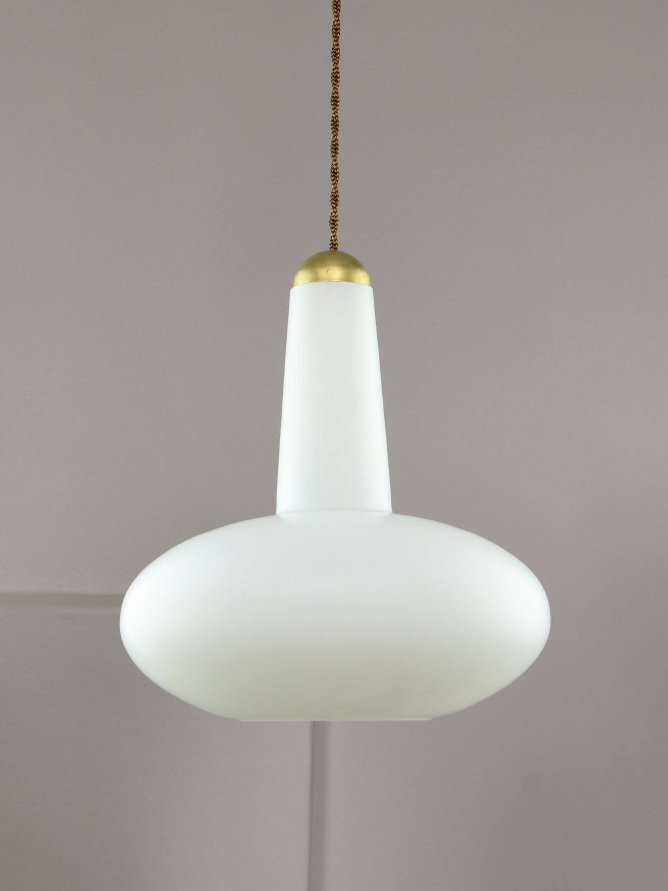 Mid-Century Italian Opaline and Brass Pendant Lamp