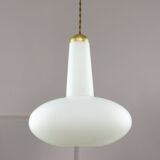 Mid-Century Italian Opaline and Brass Pendant Lamp