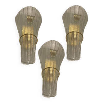 Large Venetian Murano Glass Sconces Set of 3