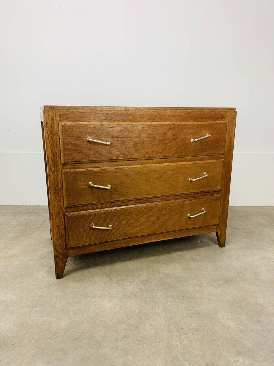 Wooden chest of drawers, splayed legs from the 1950s, vintage