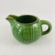 Green earthenware tea set with cabbage pattern, vintage 1970s.