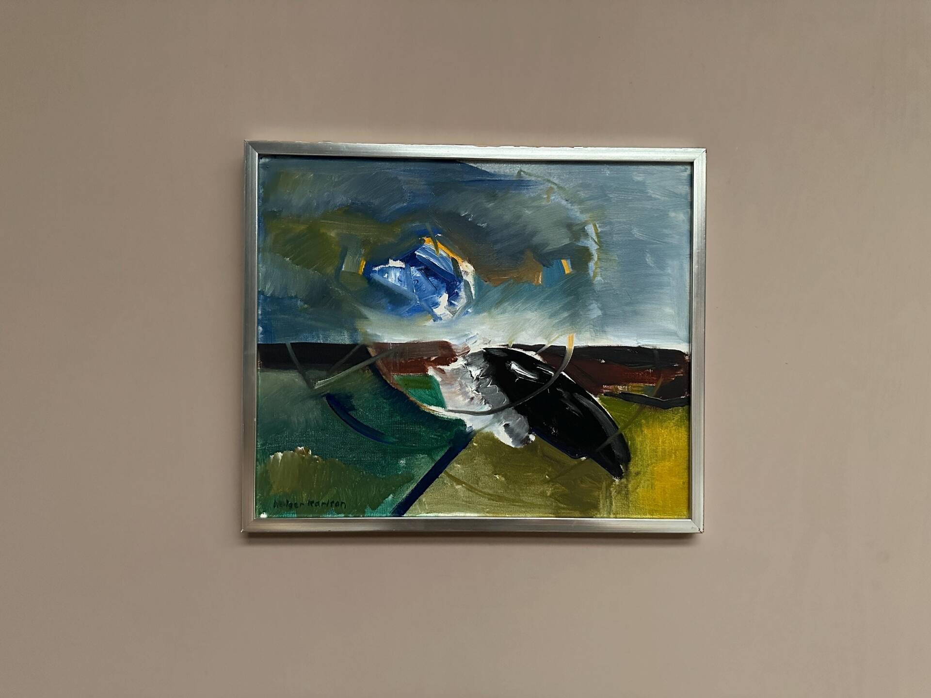 Huile sur toile originale suédoise – “Composition” par Holger Karlson