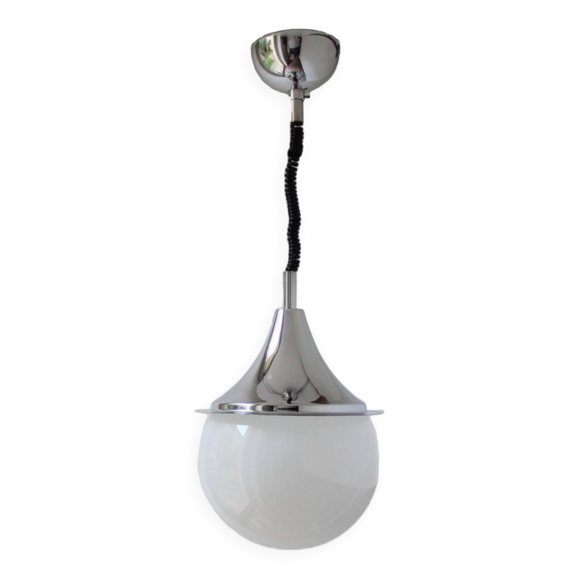 Space Age glass and chrome ball pendant light