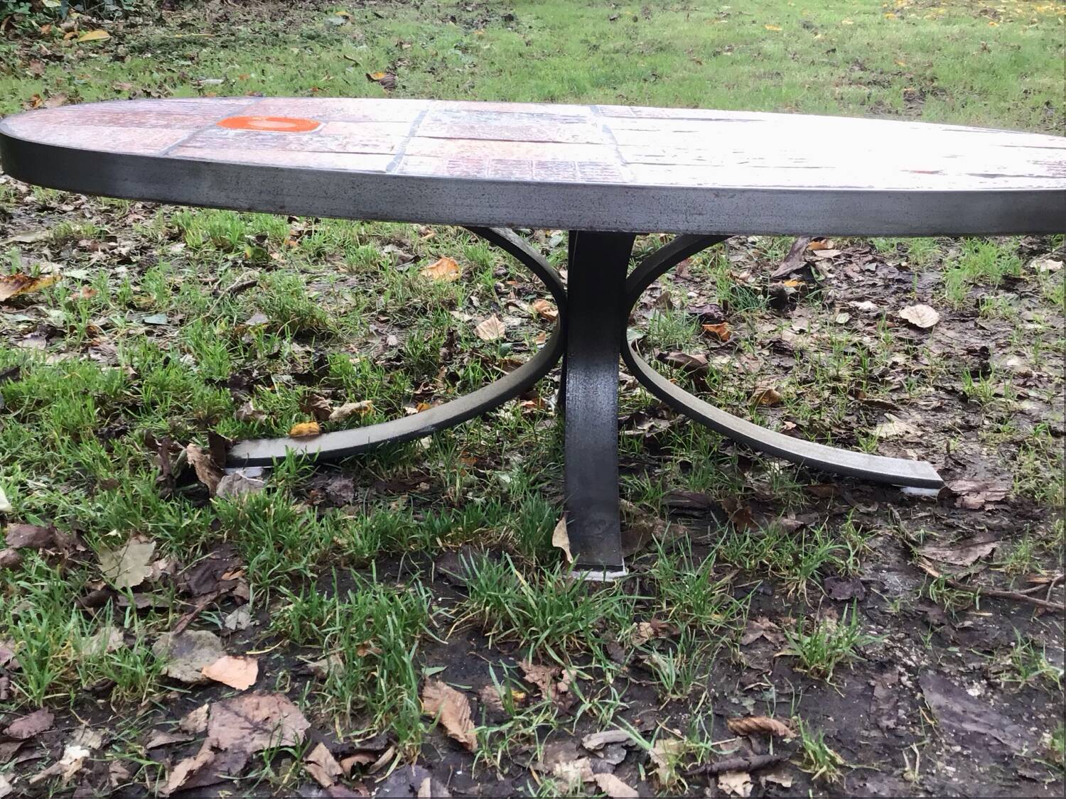 Jean Jaffeux ceramic coffee table vintage design 60-70-80