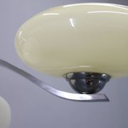 1930s Czech Art Deco chrome chandelier with cream opaline glass shades