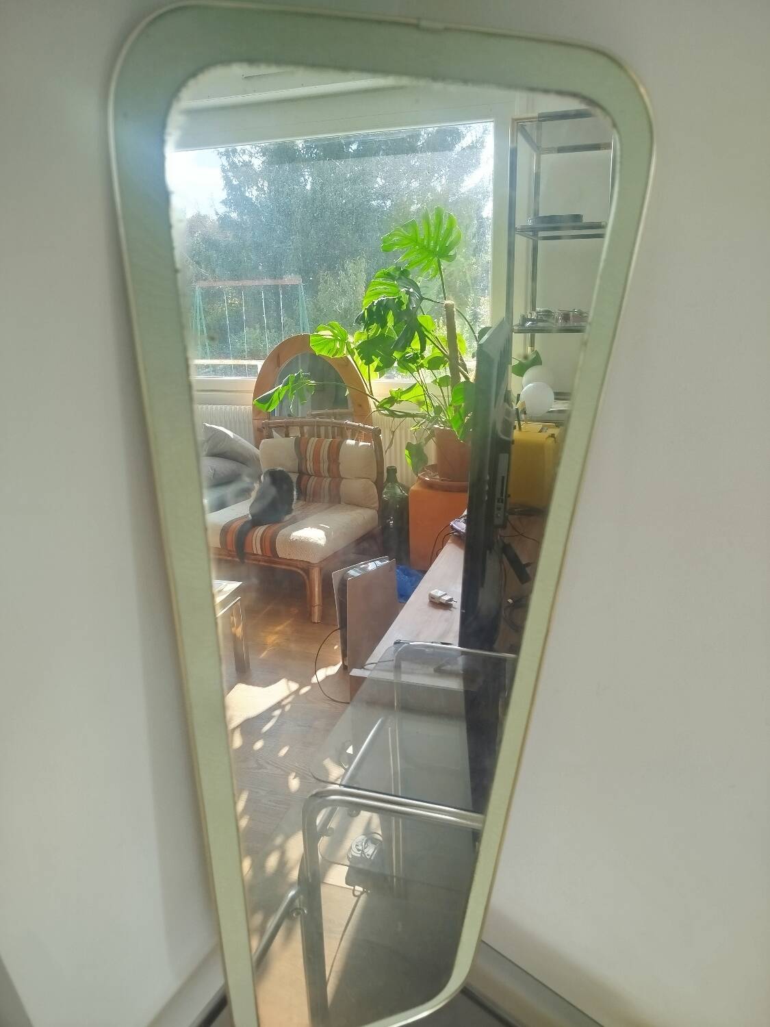 Large vintage rearview mirror from the 50s/60s