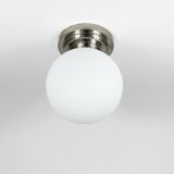 Large opaline glass globe ceiling lamp in Art Deco style.