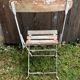 Vintage White Metal & Wood Folding Garden Chair
