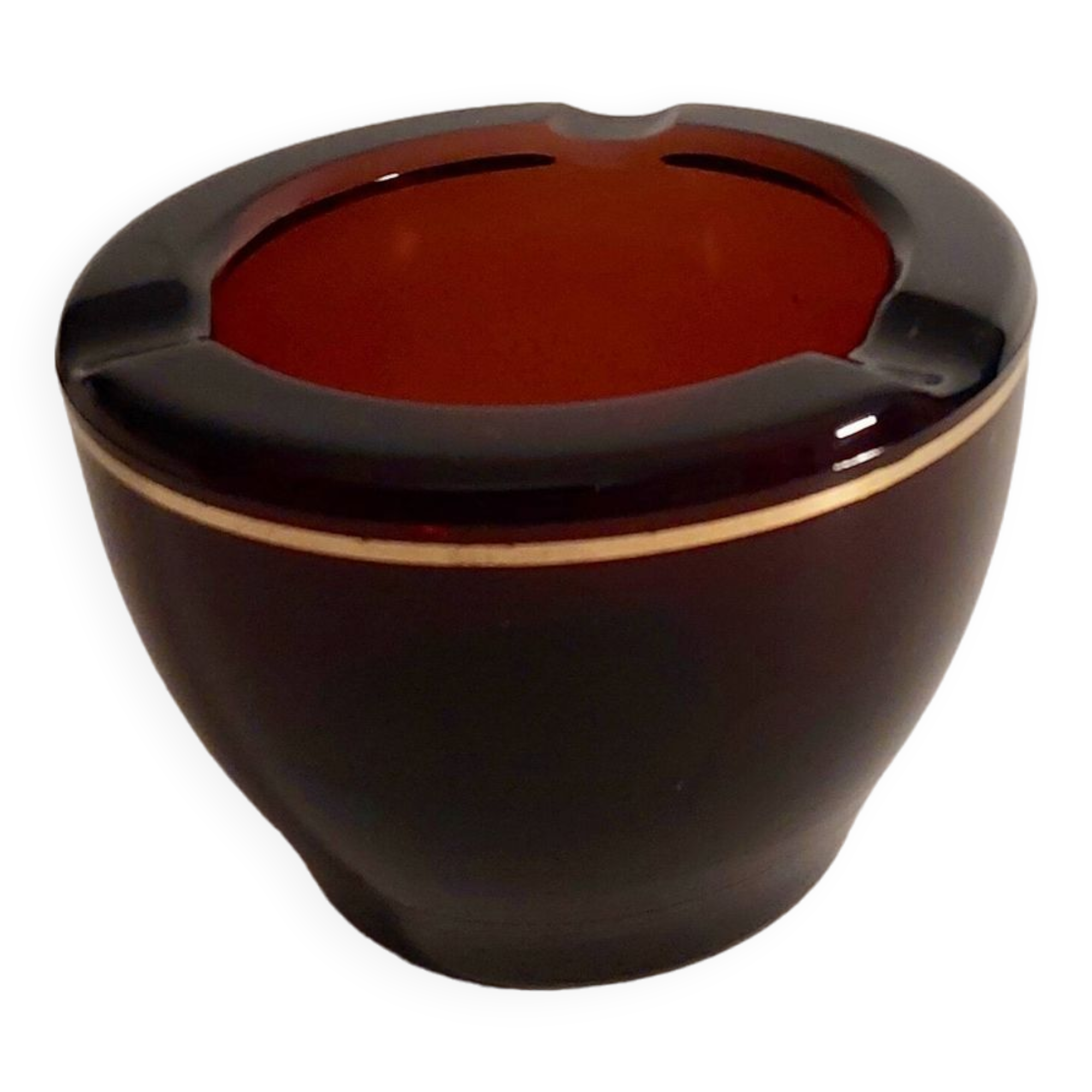 Amber glass ashtray
