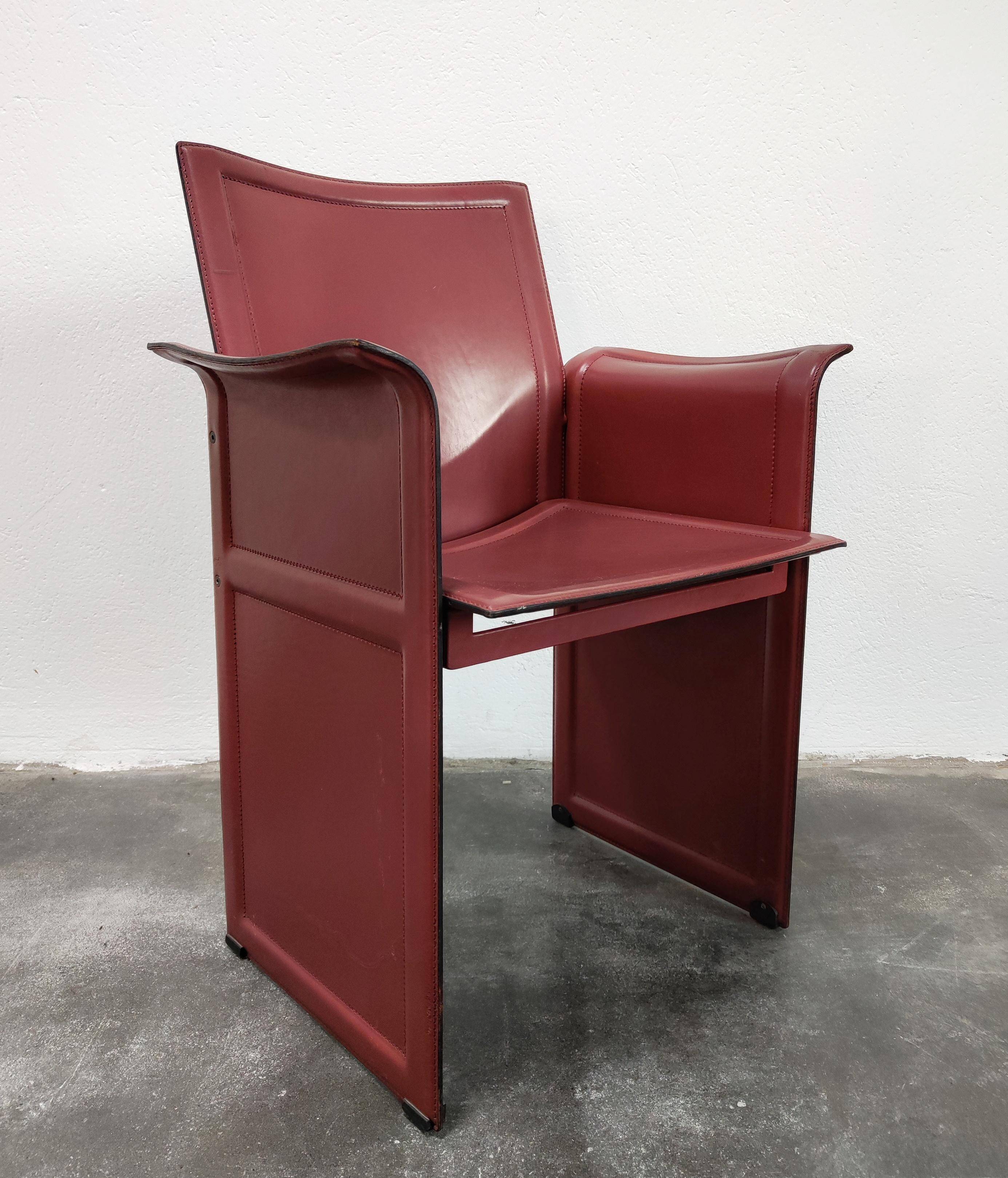 Chaises en cuir par Tito Agnoli pour Matteo Grassi, Modèle Korium, 1979