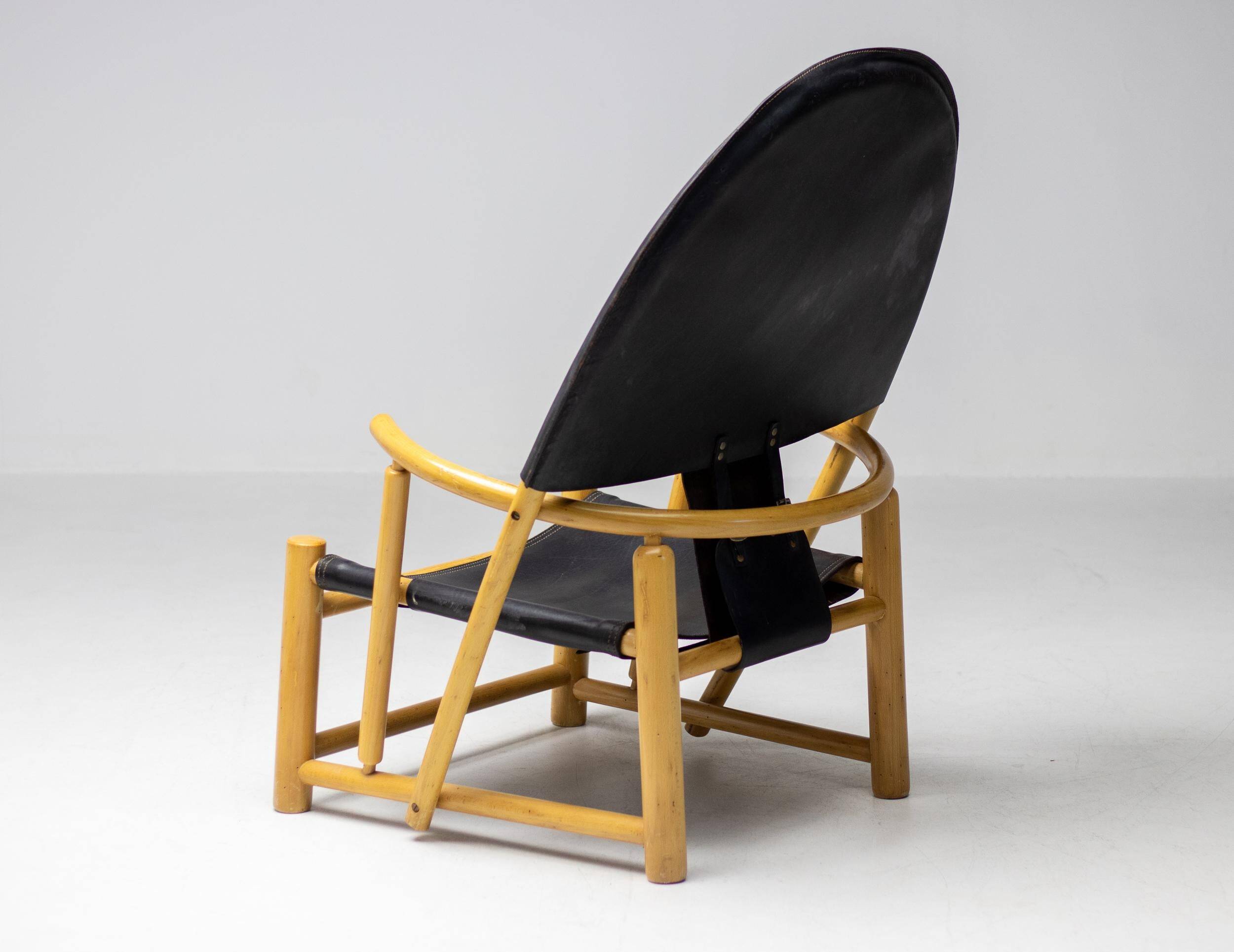 Piero Palange - G23 "Hoop" chair in Saddle black leather