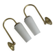 A pair of vintage opaline and brass wall lights