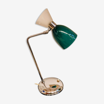 Lampe diabolo métal chromé et globe vert