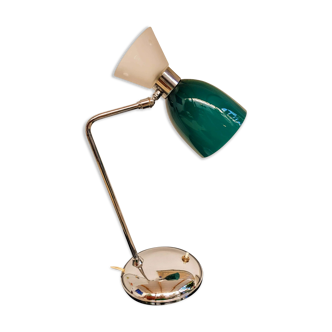 Lampe diabolo métal chromé et globe vert