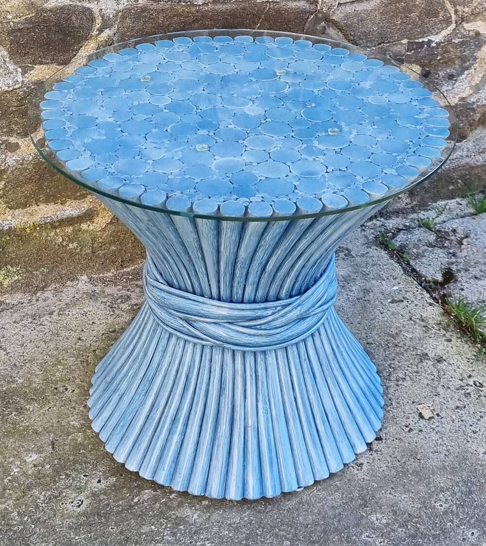 Retro "Wheat Sheaf" coffee table by McGuire America, modernist, 60s/70s.