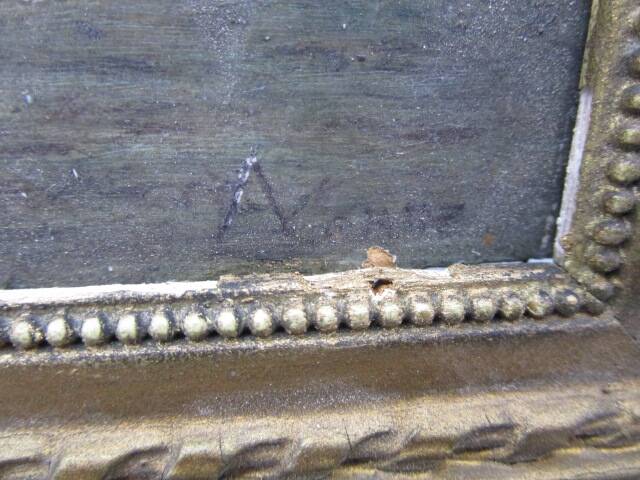 Old oil on panel - seaside landscape