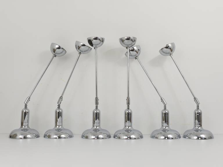 Adjustable suspended luminaire in the style of Gino Sarfatti 4, Gebr. Cosack, Germany, 1970s.