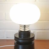 Vintage mid century modern space age Japandi wooden table lamp redesign